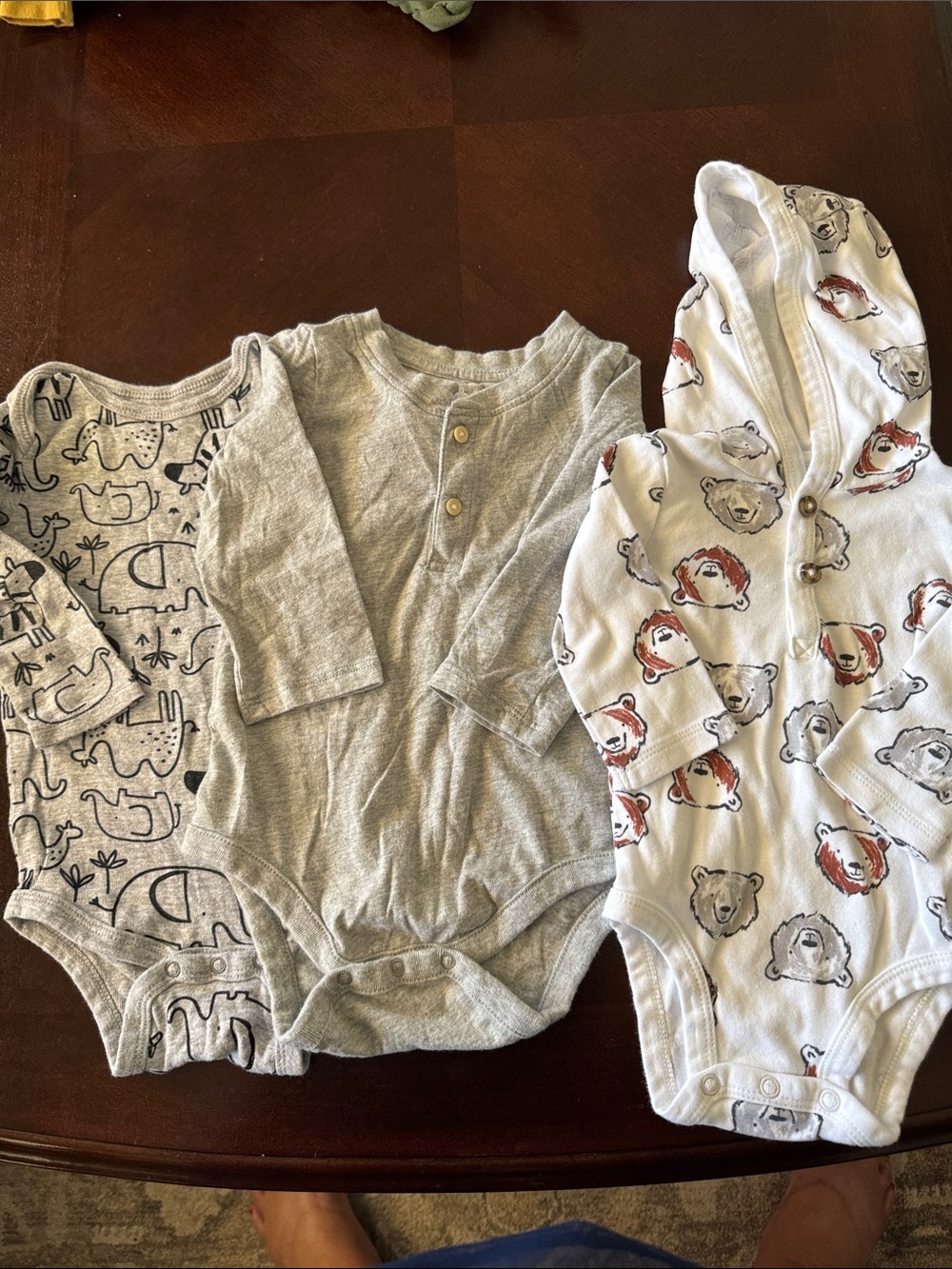 Unbranded Kids Grey and White Long-Sleeve One-Piece Bodysuits - 3-Pack